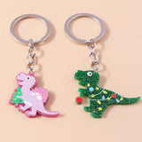 Christmas Dinosaur Keychain Charms Animal Keyrings Pendant for Girls
