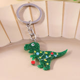 Christmas Dinosaur Keychain Charms Animal Keyrings Pendant for Girls