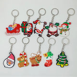 Christmas Keychain PVC Rubber Christmas Tree Santa Claus Elk Snowman Keyring