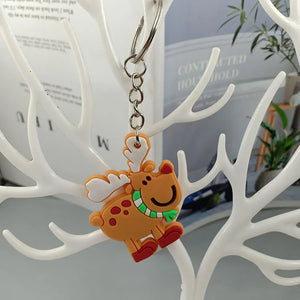 Christmas Keychain PVC Rubber Christmas Tree Santa Claus Elk Snowman Keyring