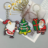 Christmas Keychain PVC Rubber Christmas Tree Santa Claus Elk Snowman Keyring