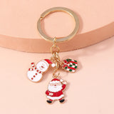 Xmas Enamel Snowman Santa Keychains - Cute Holiday Key Rings