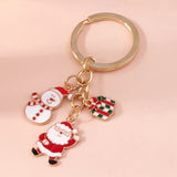 Xmas Enamel Snowman Santa Keychains - Cute Holiday Key Rings