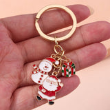 Xmas Enamel Snowman Santa Keychains - Cute Holiday Key Rings
