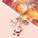 Xmas Enamel Snowman Santa Keychains - Cute Holiday Key Rings