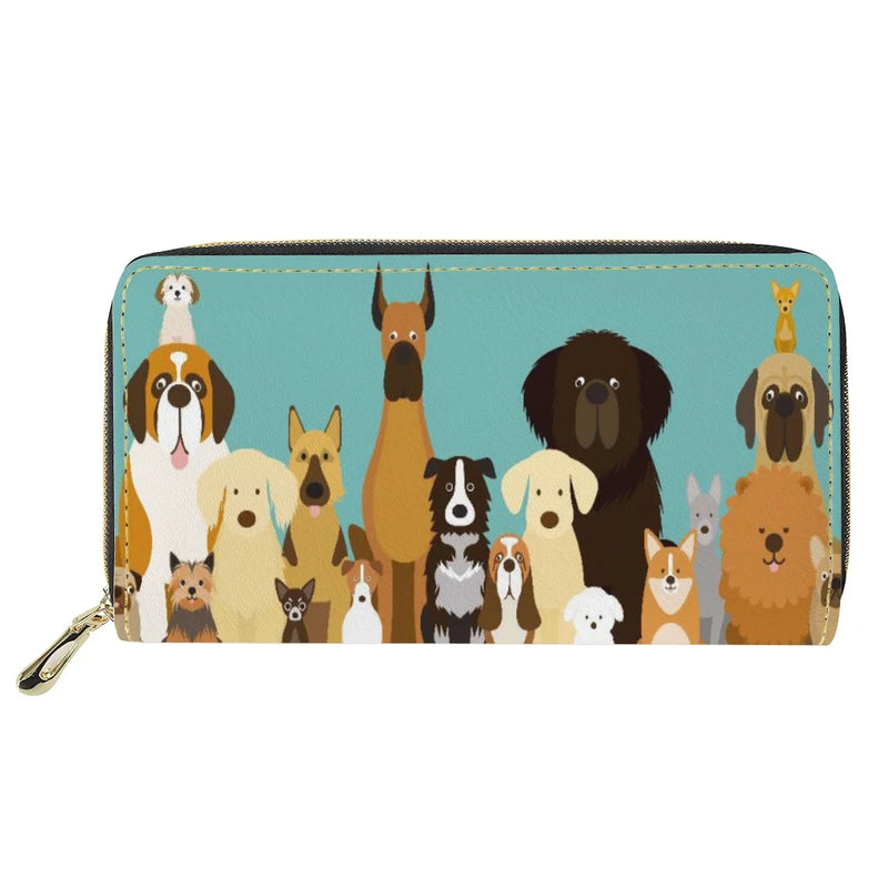 Dog Family Puzzle Print Long Wallet Clutch Cartras