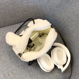 Cartoon Dog Women's Shoulder Bag Faux Lamb Wool Student Girls Clutch Purse