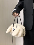 Cartoon Dog Women's Shoulder Bag Faux Lamb Wool Student Girls Clutch Purse