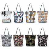 Floral Cat Grocery Tote Eco Storage Handbag