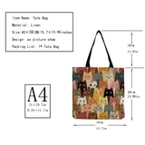 Floral Cat Print Women Shopping Shoulder Bag Eco Storage Handbag