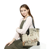 Floral Cat Print Women Shopping Shoulder Bag Eco Storage Handbag