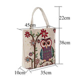 Cartoon Floral Owls Print Shoulder Bag Retro Women Handbags Tote