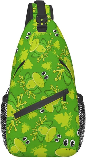 Cartoon Frog Pattern Sling Bag Animal Print Crossbody Shoulder Bags