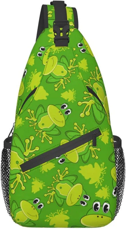 Cartoon Frog Pattern Sling Bag Animal Print Crossbody Shoulder Bags