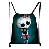 Gothic Girls Drawstring Backpack Women Canvas Bag