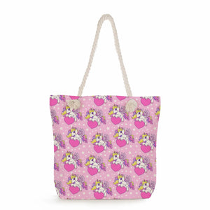 Unicorn Print Shoulder Bag High Capacity Travel Tote Beach Shopping Bag