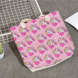 Unicorn Print Shoulder Bag High Capacity Travel Tote Beach Shopping Bag
