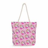 Unicorn Print Shoulder Bag High Capacity Travel Tote Beach Shopping Bag