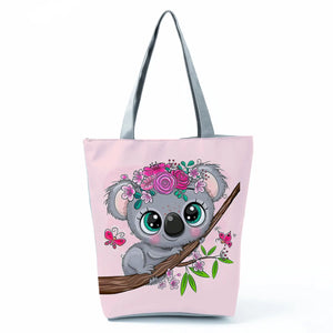 Koala Print Women's Handbag Cute Animal Pattern Shoulder Tote High Capacity Bag