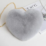 Loving Heart Plush Chain Shoulder Bag for Women Girls