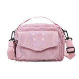 Cartoon Messenger Tote Bag Corduroy Bear Student Shoulder Bag