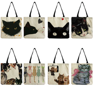 Japanese Style Cartoon Cat Shoulder Foldable Shopping Bag