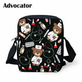 Nurse Bear Pattern Small Schoolbags Crossbody Book Bag Kids Shoulder Bag