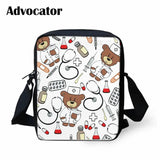 Nurse Bear Pattern Small Schoolbags Crossbody Book Bag Kids Shoulder Bag