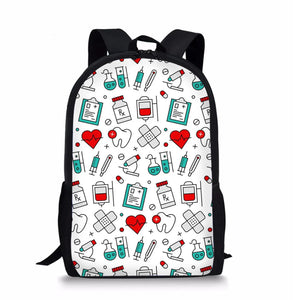 Nurse Pattern Schoolbag for Girls Nursing School Bag