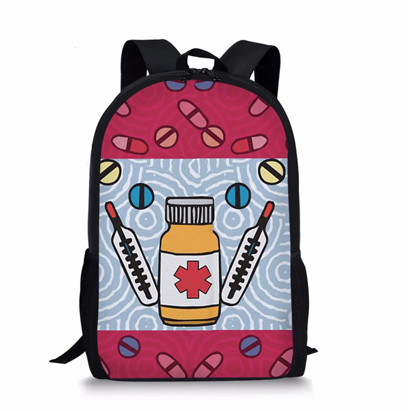 Nurse Pattern Schoolbag for Girls Nursing School Bag
