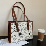 Cartoon Pattern Shoulder Bag for Women Stylish Graffiti Purses