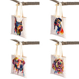 Dog Eco Shopping Bag Canvas Tote Handbag Watercolor Animal Lady Shoulder Bags