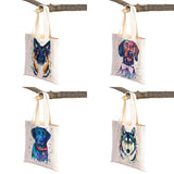 Dog Eco Shopping Bag Canvas Tote Handbag Watercolor Animal Lady Shoulder Bags