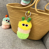 Plush Caterpillar Keychain Bag Ornaments Keyring Trinket Holder Gift