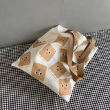 Cartoon Print Casual Handbag Tote Bag Women Canvas Shoulder Bag