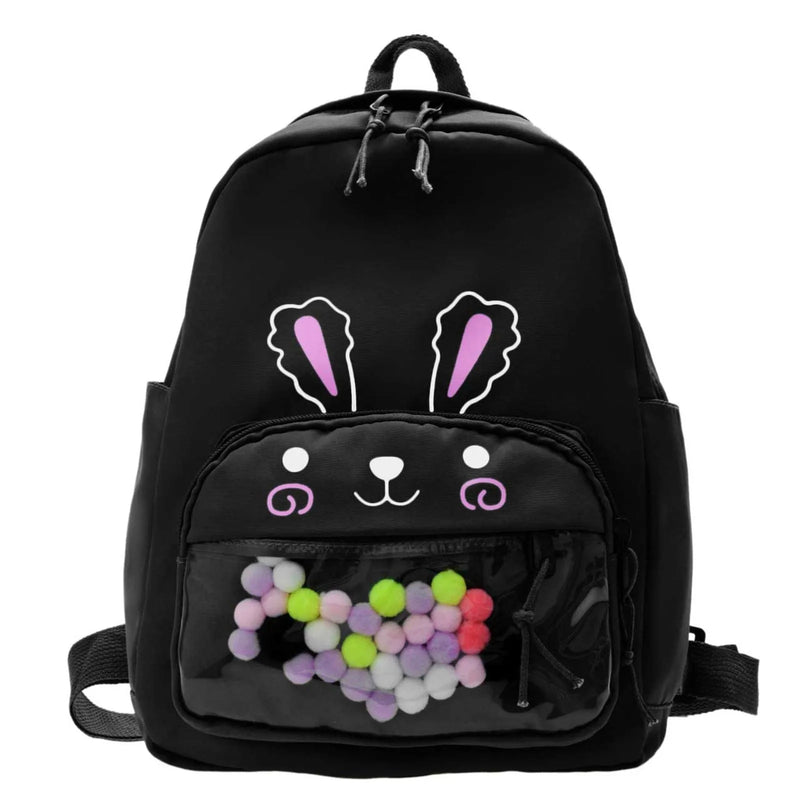 Rabbit Print Small Backpack for Kids Boys Girls Canvas Schoolbag