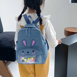 Rabbit Print Small Backpack for Kids Boys Girls Canvas Schoolbag