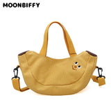Embroidered Banana Canvas Tote Bag for Women