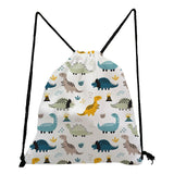 Dinosaur Printed Drawstring Bag Travel Backpack Men Women