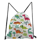 Dinosaur Printed Drawstring Bag Travel Backpack Men Women