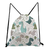 Dinosaur Printed Drawstring Bag Travel Backpack Men Women