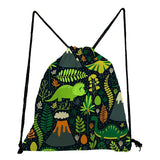 Dinosaur Printed Drawstring Bag Travel Backpack Men Women