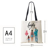 Cute Cartoon Mama Print Linen Tote Bag Reusable Shoulder Bags