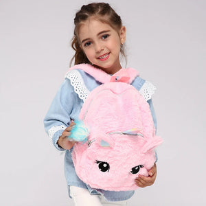 Unicorn Kids School Bags Girls Soft Pink Bags Kindergarten Travel Backpack