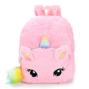 Plush Cartoon Unicorn Kids School Bag for Girls