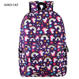 Cartoon Unicorn Printed Backpack School Bags for Girls