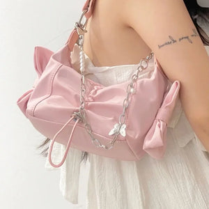 Casual Nylon Butterfly Bow Underarm Bag