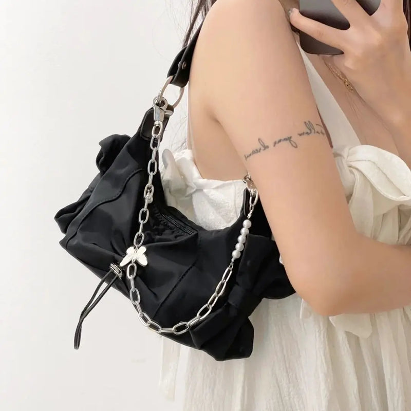 Casual Nylon Butterfly Bow Underarm Bag