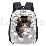 Cat 12 Inch Kindergarten School bag Student Backpack Kids Bagpack Childs Funny