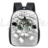 Cat 12 Inch Kindergarten School bag Student Backpack Kids Bagpack Childs Funny